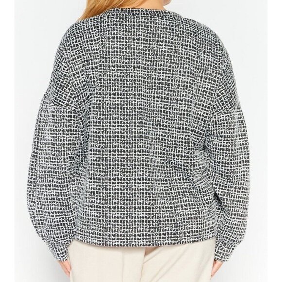 Karl Lagerfeld Paris Metallic Puff Sleeve Popover KARL Spell-Out Logo Top - Picture 3 of 13